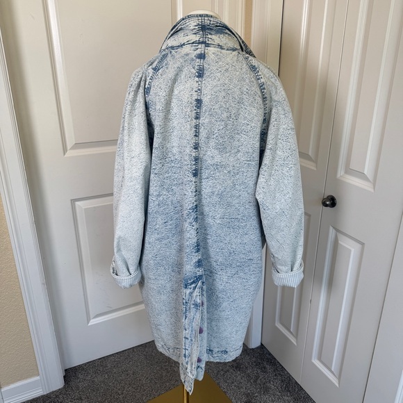 Vintage Izzi Acid Wash Cotton Long Jacket Coat Hooded Size M - Picture 6 of 13
